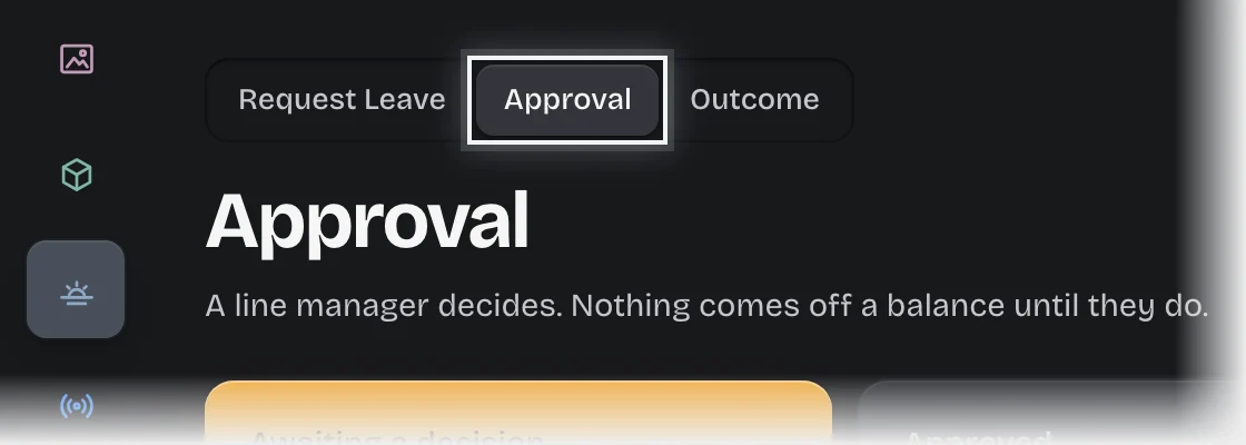 The stages at the top of a pipeline tab with the Approval stage outlined