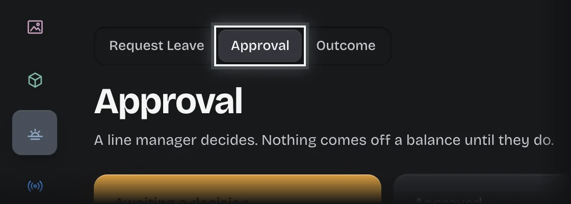 The stages at the top of a pipeline tab with the Approval stage outlined